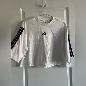 Adidas White Tee with Black Stripes